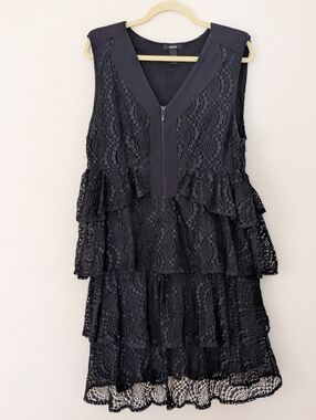 Alfani Black Lace Tiered Dress Size Large
